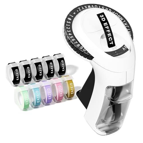Embossing Label Maker Machine with Tapes, Vintage Embossed Label Maker Manual, Retro 3D Black Emboss Labeler with 10 Rolls 9mm Macaroon Embossing Label Tapes for Home Scrapbooking Supplies, DIY Craft