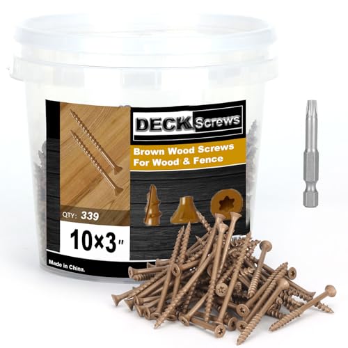 Image of Deck Screws #10 x 3'', T25 Star Torx Drive Flat Head Wood Screws, Brown, 5lb