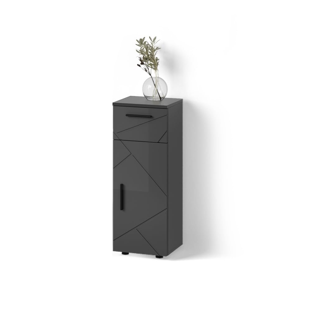 Livinity Meuble mi-Haut de Salle de Bain Ronco Anthracite Brillant 30x81cm