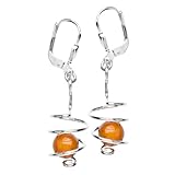 Mit praktischer Bügelbrisur InCollections Damen-Ohrhänger 925 Sterling Silber 2 Bernsteine gelb 25 mm