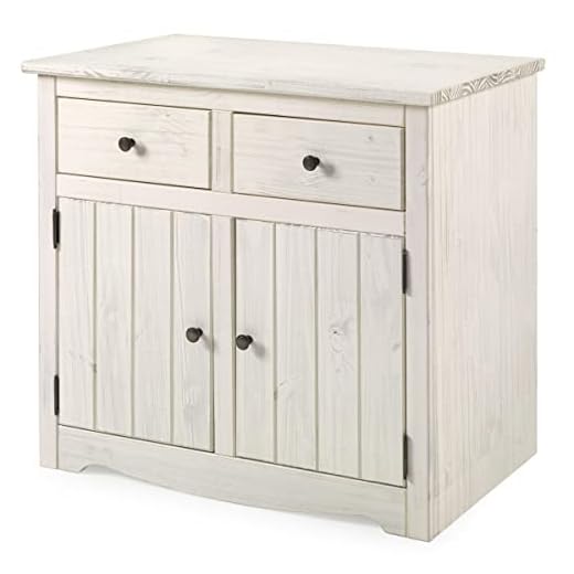 White Distressed Wood Buffet Sideboard