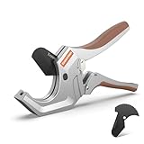 PVC Pipe Cutter with Replaceable SK5 Blade, Cuts Up to 2-1/2'(63mm) Heavy-Duty Pipe Cutter Tool, Thicken Aluminum Aolly Body Ratchet Pipe Cutter for Plumbing Pipes PEP PR Plastic Hoses