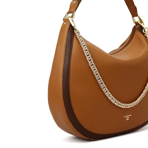 Image of Da Milano Leather Shoulder Bag for Women - Brown (Large) (LB-00317OL)