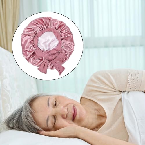 Schlafhaube Haare Schützen, Seidenhaube Zum Schlafen, Silk Bonnet, Satin Haarhaube Haarhaube, Bonnet Sleep Cap für Die Nacht für Damen Haarhaube （Rosa）