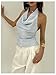 SOLY HUX Women's Striped Deep V Neck Bow Tie Backless Halter Blouse Tops Y2k Sleeveless Shirts Blue Striped Large