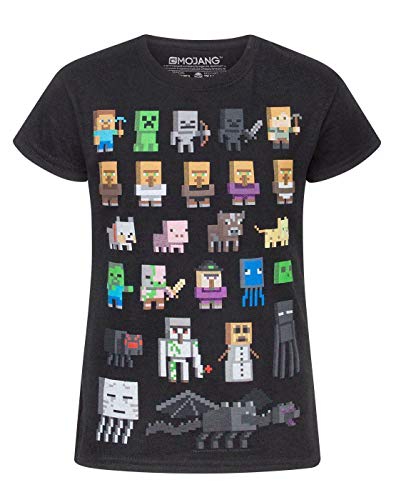 Minecraft Sprites Girl's Black Short Sleeve T-Shirt Kids Gamer Tee3