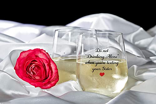 Drinking Alone Sister - 15Oz Wine Glass, Funny Sister Birthday Gifts From Sister, Unique Gifts For Sisters, Gift Ideas For Sister, Sister In Law Birthday Gifts, Sister Gifts For Women, Sorority Sister #TOP5