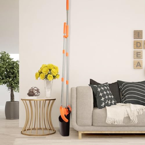 Image of 2-Pack Broom and Dustpan Set with Long Handle, Heavy Dust Broom and Dustpan Combo for Home,Kitchen, Office, Pet Hair (Brown Orange)