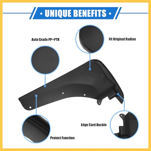Image of Mud Flaps Kit Compatible for Ford Explorer 2011-2019, Quality Plastic Black Front and Rear Splash Guards Auto Replacement Parts