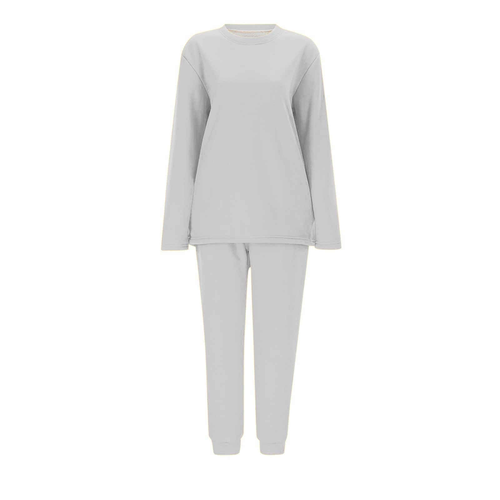 Conjunto de Pijama de Sudadera y Pantalones con Forro para Mujer para Calidez Invernal con Traje de Felpa Tops cómodos y Holgados Ropa de Estar por casa cálida de Invierno para Mujer