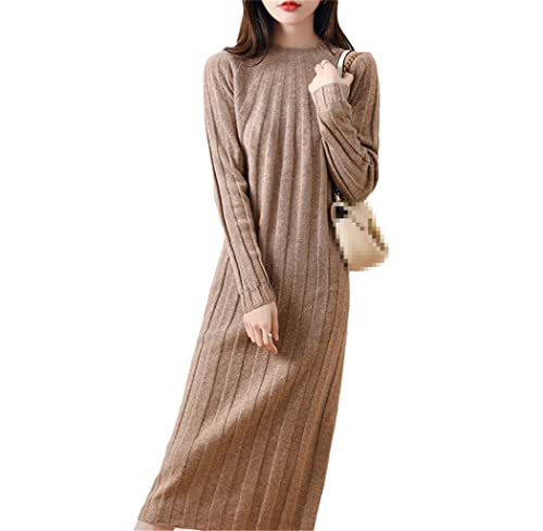 Robe longue pour femme en laine douce kaki, l'alternative chaude pour ne plus avoir froid