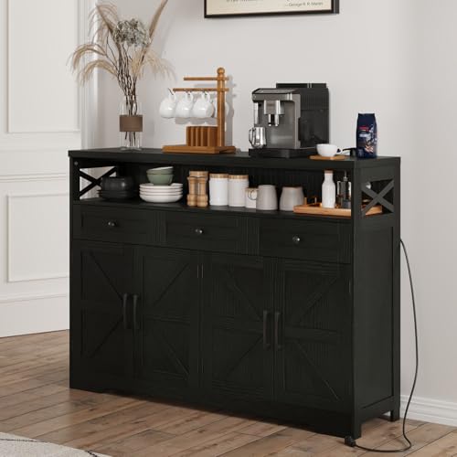 Fivewillowise 51 Inch Black Buffet Sideboard Cabinet With Storage thumb #7