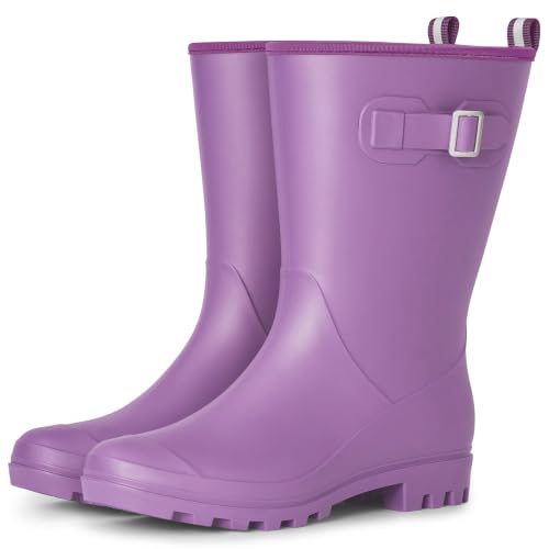 planone Wide Calf Rain Boots for Women, Waterproof Mid-Calf Garden Boots