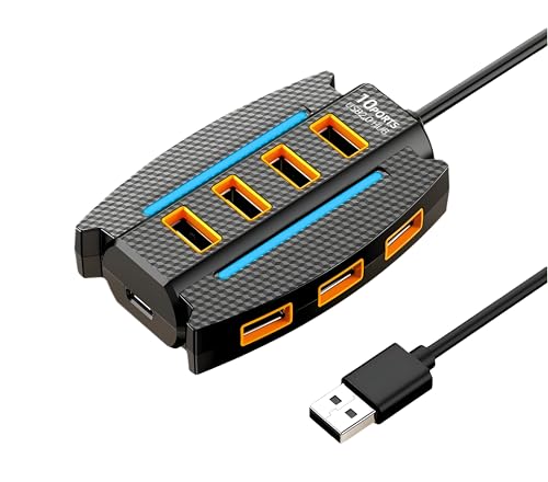 Image of 10 Port USB 2.0 HUB with Power /Data Port, 5gbps Hi-Speed Data Transfer, Plug and Play, USB Charging Docking Station for Laptop, Computer