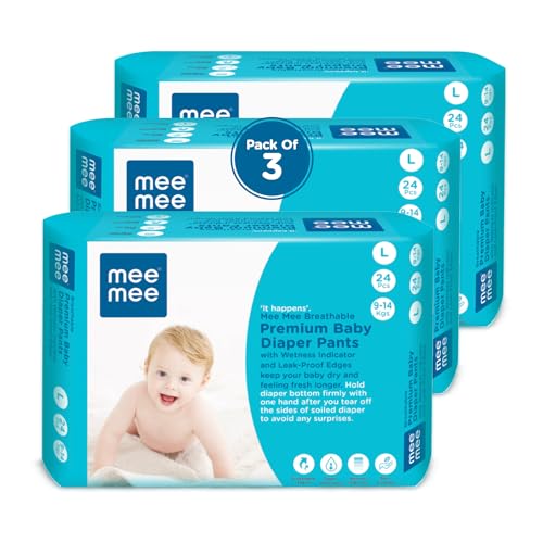 Mee Mee Breathable Premium Baby Diaper (L) Size Pants with Wetnes...