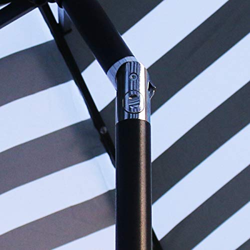 Sunnyglade 9' Solar 24 Led Lighted Umbrella With 8 Ribs Adjustment And Crank Lift System For Patio - Black And White #TOP2