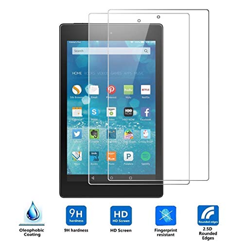 [2 Pièces] JSxhisxnuid Protecteur d'écran en Verre trempé Transparent pour Amazon All-New Fire 7 Pouces 2019 Tablet, [Pas de Bulle] [Anti-Rayures] [Dureté 9H] [Résistant à l'huile] Cover