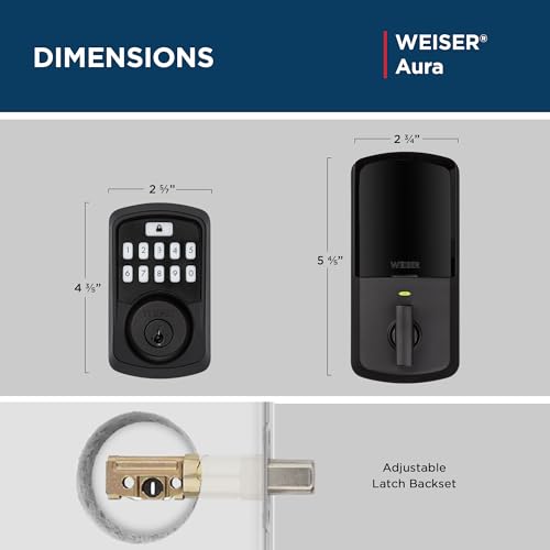 Weiser Aura Matte Black Bluetooth Door Lock, Remote Sharing Compatible with Alexa and Google Assistant, Auto Lock, Create, Disable and Delete Codes Via App, Scheduled and Maintain up to 250 Codes by Weiser - Image 5