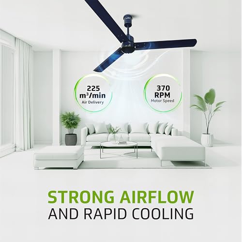 Image of V Guard Zenair Pro BLDC Ceiling Fan For Home | 5-Star Energy Saving | Remote Control | High-Speed 100% Copper Motor | 1.2M (Admiral Blue)