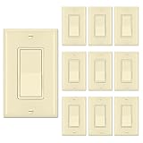 [10 Pack] BESTTEN Ivory Single Pole Decorator Wall Light Switch with Wallplate, 15A 120/277V, On/Off