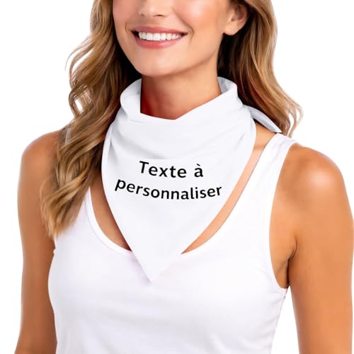 Genérico Pañuelo Triangular Personalizado con Texto Personalizable para Mujer, Hombre y Niño - Multiusos, Varios Colores, Regalo Único