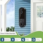 Smart Video doorbell Camera Wireless Wi-Fi Cam with Night Vision,Motion Detection, Cloud Storage, Two Way Audio, Chime Ringer Included(Black) - Image 3