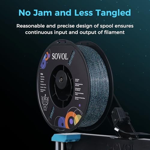 Image of Sovol 3D Printer Luminous Filament, Glow in The Dark PLA 1kg (2.2 lbs) Spool 3D Printing Materials, Dimensional Accuracy + /- 0.03 mm, 1.75 mm, Shiny Blue