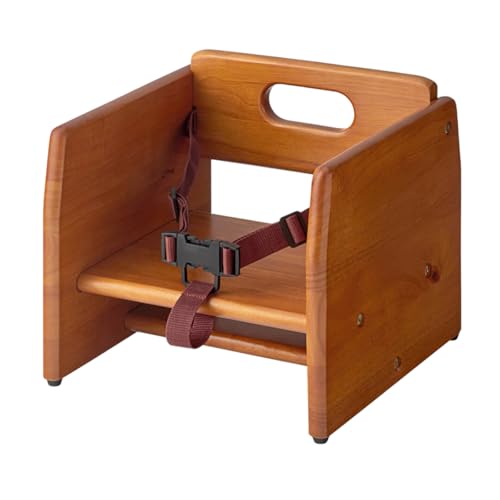Image of Walnut Wooden Dining Seat Riser for Restaurant Chairs - Stackable Rubberwood Seat Platform with Chair Strap & Non-Slip Pads, Commercial Restaurant Seating Accessory