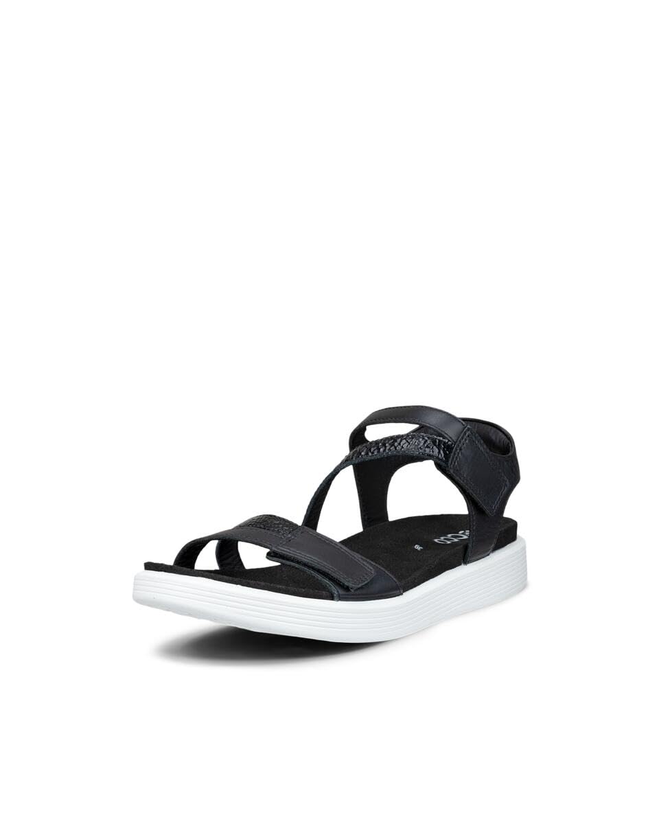 ECCO Women's SOFT SANDAL 3-Strap, Black, 7.5