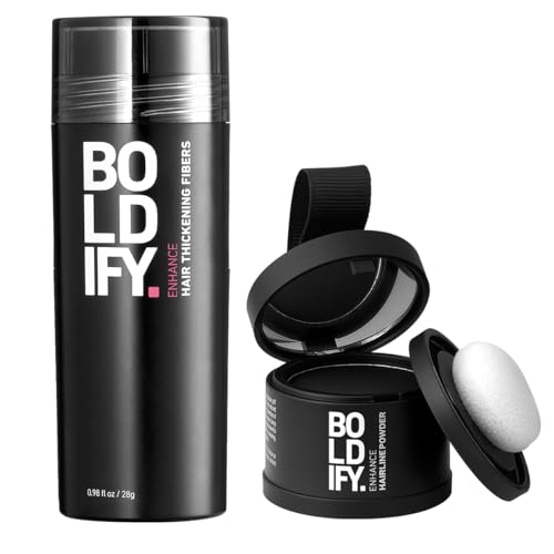 Boldify Hair Fiber + Hairline Powder: Build & Conceal Bundle - Un...