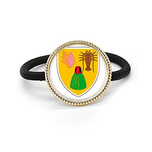 Corbata de pelo de metal plateado soluciona coletas caídas con emblema de Islas Turcas y Caicos