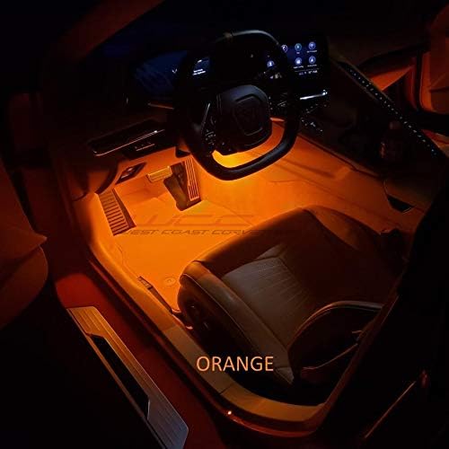 C8 Corvette Footwell LED Interior Lighting Kit for 2020-2026 Stingray, Z51 Corvettes (Orange Super Bright)