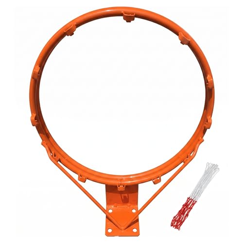 Gemuseeee Replacement Basketball Rim, Double Spring Shock Absorption Basketball Rim Replacement, No-Drill Quick Mount, Adult Hollow Double Ring with Net, Screws & Air Needle, ri
