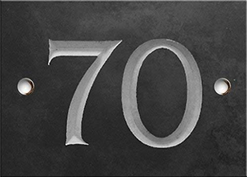 Engraved Slate House Number Sign - 1 to 99 (Select Your Number here) - Number 70 (Same Day Dispatch by 1st Class Post!!!)