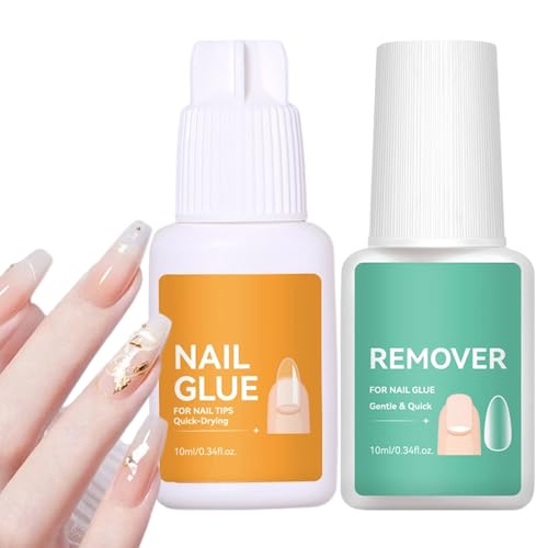 Yonuaret Removedor de pegamento de uñas de gel, eliminación rápida y duradera, con juego de pegamento, para reparación, manicura, uñas rotas y artificiales, mujeres y