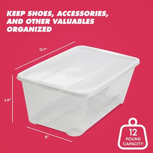 Life Story 10-Pack Plastic Storage Box, Stackable Shoe Organizer Tote Containers, 6 Liter - Clear Bins and Boxes with Lids for Bedroom, Closet, Cabinet, and Garage Organization - Thumbnail 3
