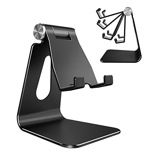 Adjustable Cell Phone Stand, CreaDream Phone Stand, Cradle, Dock, Holder, Aluminum Desktop Stand Compatible with iPhone Xs Max Xr 8 7 6 6s Plus 5s Charging, Accessories Desk,All Smart Phone-Black