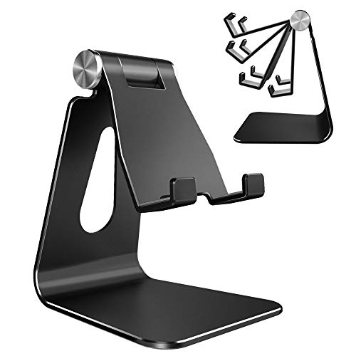 Adjustable Cell Phone Stand, CreaDream Phone Stand, Cradle, Dock, Holder, Aluminum Desktop Stand Compatible with iPhone 13 12 Xs Max Xr 8 7 Plus, Accessories Desk, All Smart Phone, Black by CreaDream - Used condition - CA$14.35