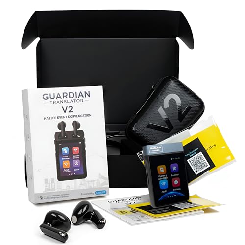 Guardian Translator 6-in-1 V2 AI Noise Cancelling Earbuds, Translation Earbuds