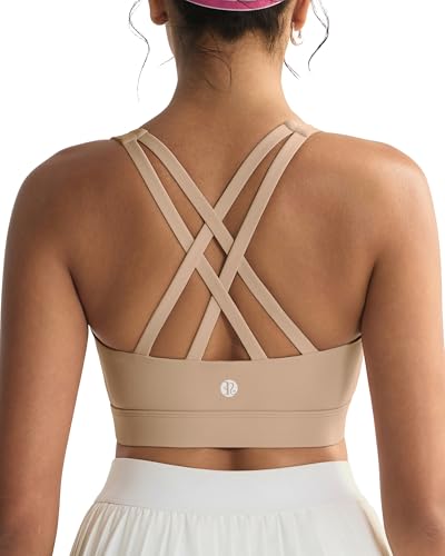 Image of RUNNING GIRL Sports Bra for Women,Molded Cup Strappy Running High Impact Sports Bra with Sewn in Pads