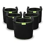 Mactoou Tomato Grow Bags 7 Gallon, 5 Pack Thickened NonWoven Plant Container Pot Pouch with Handles for Potato Tomato Vegetables and Strawberry, Black