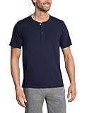 1er Pack Schiesser Herren Mix & Relax T-Shirt Knopfleiste Schlafanzugoberteil, Blau (Dunkelblau 803), 4XL