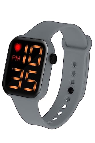 MVS Digital LED Square Watch Large Display with Heart Symbol for Boys & Girls | (Grey) (B0C7LF6FWP) Amazon Price History, Amazon Price Tracker
