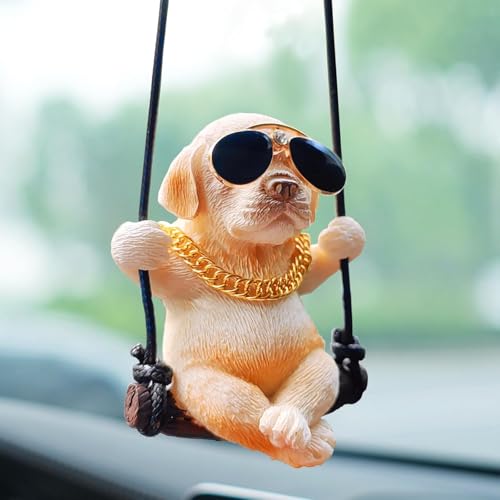 Image of YOURKARTS.COM Cute Labrador Dog Mirror Hanging Ornament - Playful Rearview Swing Accessory for Car, Home & Office | Ideal Gift for Pet & Dog Lovers | car Accessories 2025