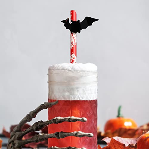 Pitillos de papel para Halloween 200 piezas rojo y blanco miniatura 6