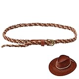 GORGECRAFT Cinturón de sombrero bohemio con trenzado de hierro, piel sintética, color marrón, ajustable, poliéster, vintage, retro, para sombrero, paja, sol, playa, accesorios de decoración