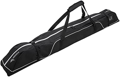 AzReference Ski Bag, Single Ski Travel Bag with Adjustable Shoulder Strap for Snow Gear, Poles and Accessories (173cm)