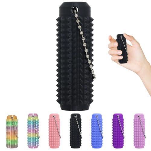 Spiky Grippie Stim Keychain Little Ouchies Pain Fidget Keychain Anxiety Relief Pain Stim Bumpy Fidget Keychain Novelty Gifts for Friends(Black)