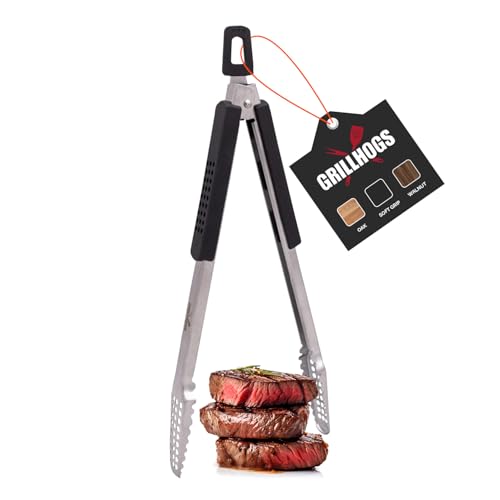 12" Stainless Steel BBQ Grill Tongs with Soft Grip