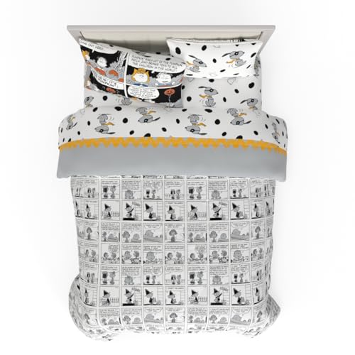Image of Peanuts Halloween Queen Bed Set - Super Soft & Cozy 5 Piece Reversible Comforter and Sheet Set Featuring Snoopy & Charlie Brown, (Official Peanuts Product) by Franco
